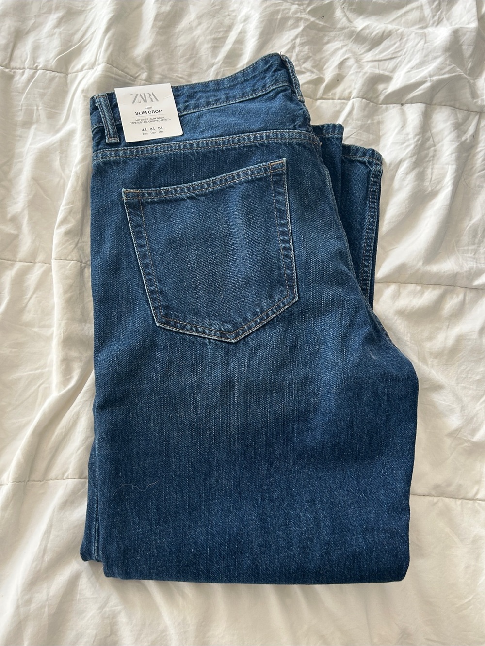Zara Women Slim Crop Jeans - Dark Blue Denim